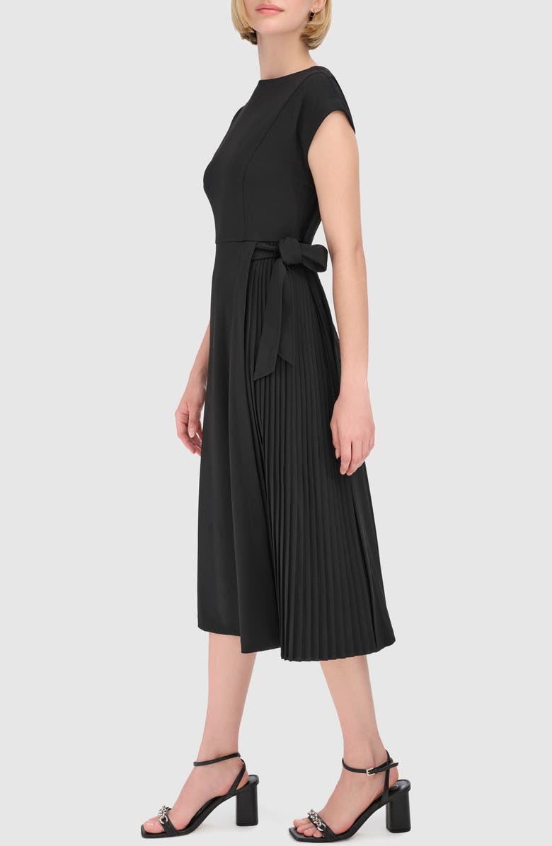 Calvin Klein Cap Sleeve Pleated Side Midi Dress, Alternate, color, 