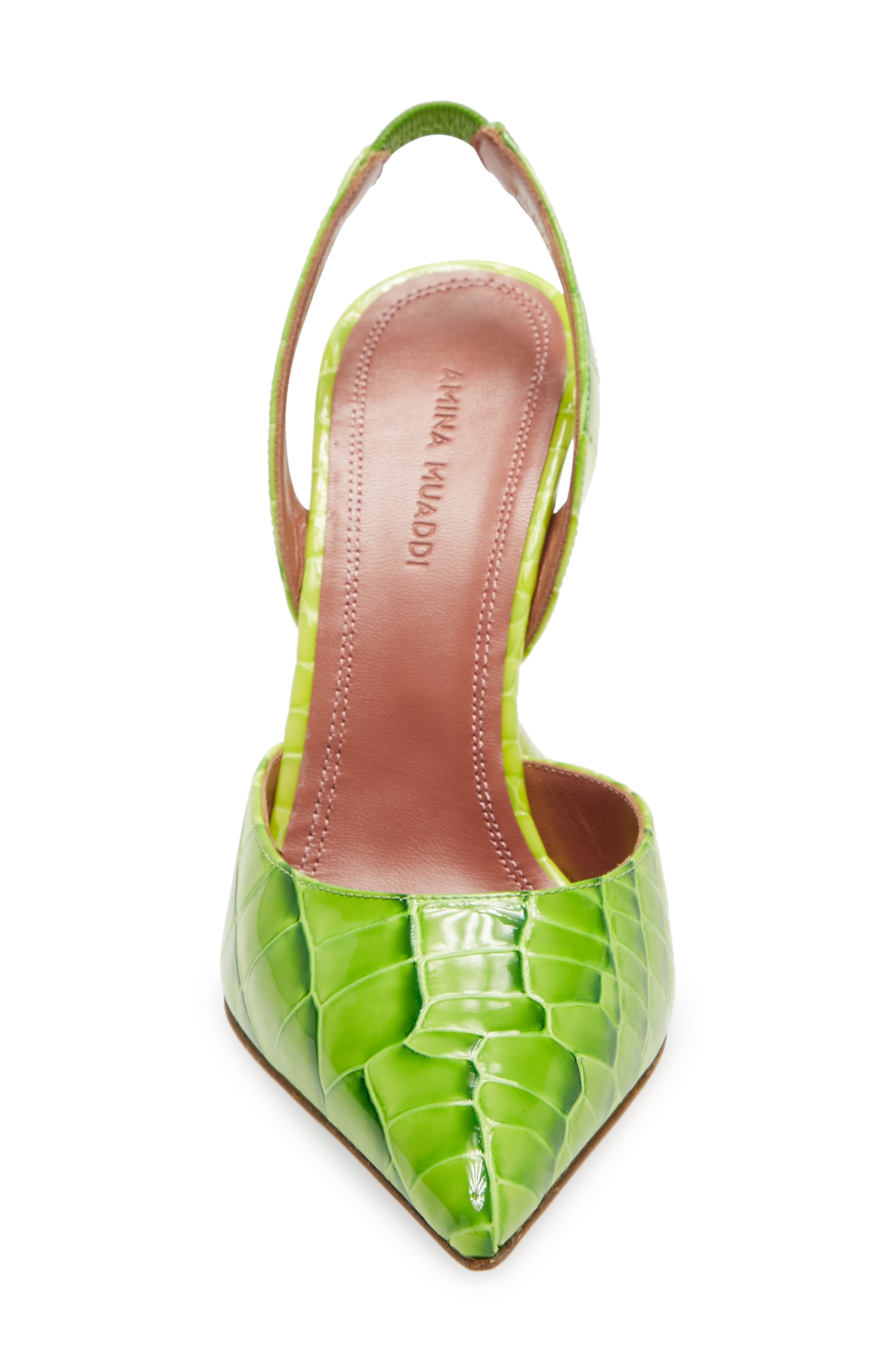 Amina Muaddi Holli Croc Embossed Slingback Pump, Alternate, color, 