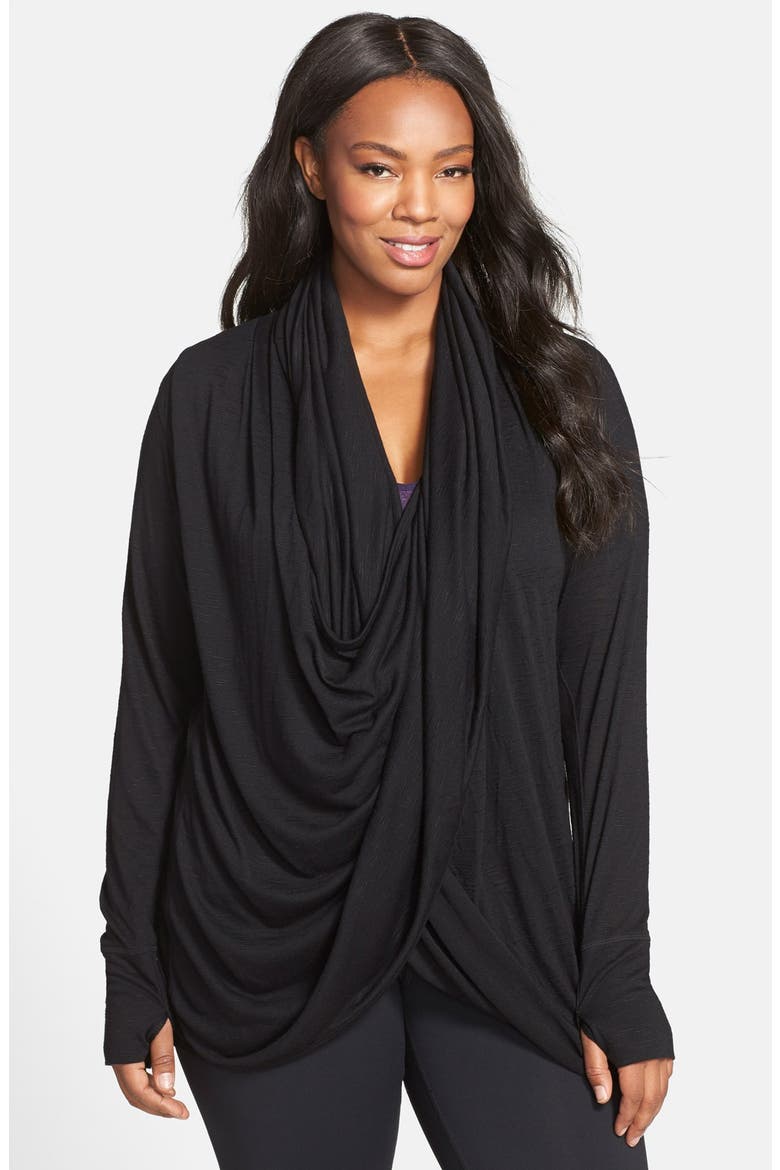 'Neo' Wraparound Cardigan, Main, color, BLACK