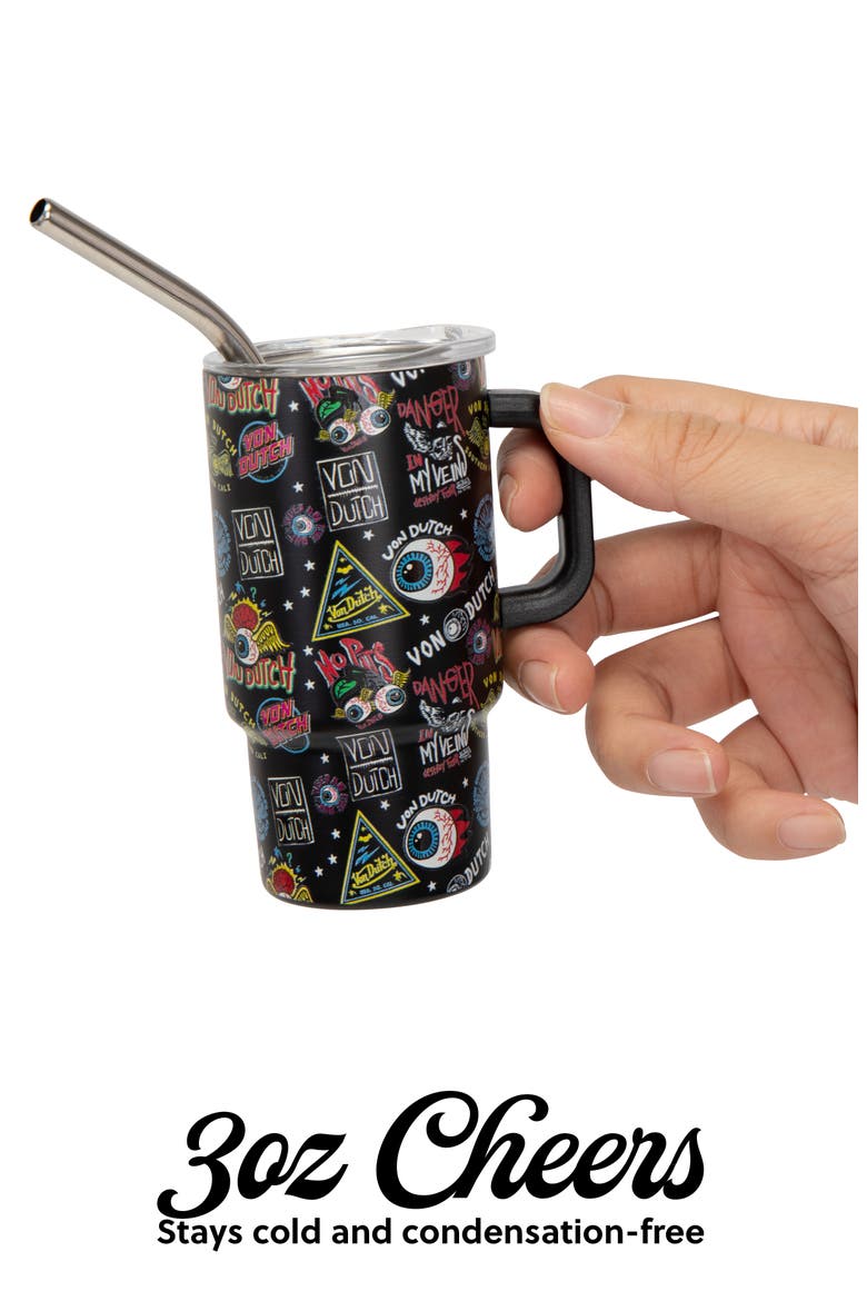 2 Piece 3oz Stainless Steel  Mini Tumbler Set, Alternate, color, Jax Black/ Orange Cow