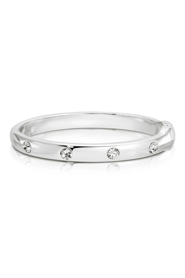 Studded Crystal Bangle, Main, color, SILVER