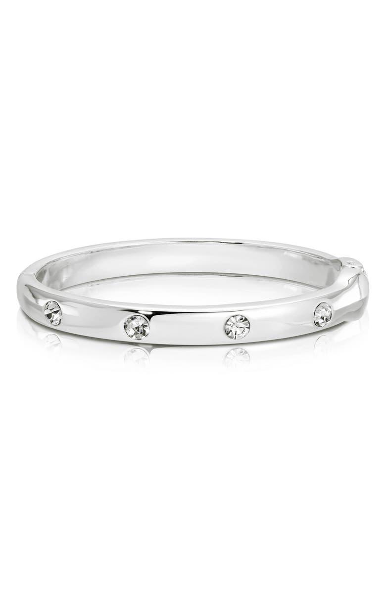 Ettika Studded Crystal Bangle, Main, color, Silver