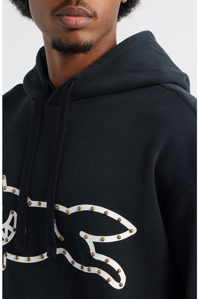 Park Stud Logo Cotton French Terry Hoodie, Alternate, color, BLACK
