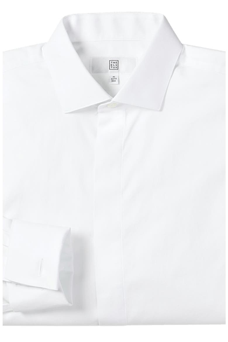 Slim Cotton Fly-Front Dress Shirt, Alternate, color, White