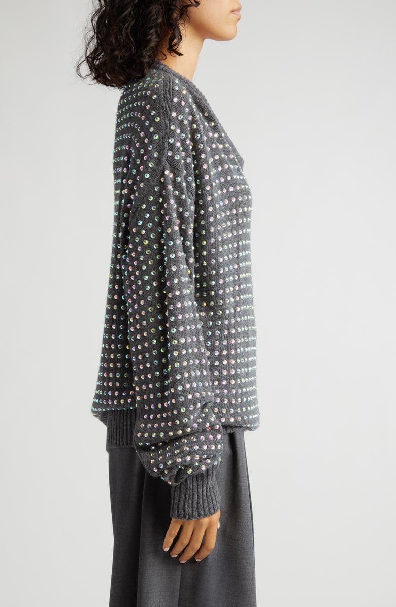 SPORTMAX Crystal Embellished V-Neck Sweater, Alternate, color,