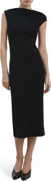 MANGO Asymmetric Midi Sheath Dress