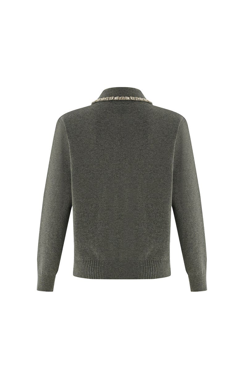 Exquise Maleah Trim Collar Sweater, Alternate, color, Grey