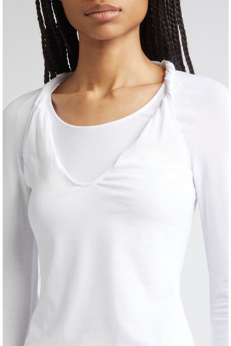 Camille Layered Stretch Cotton Top, Alternate, color, WHITE