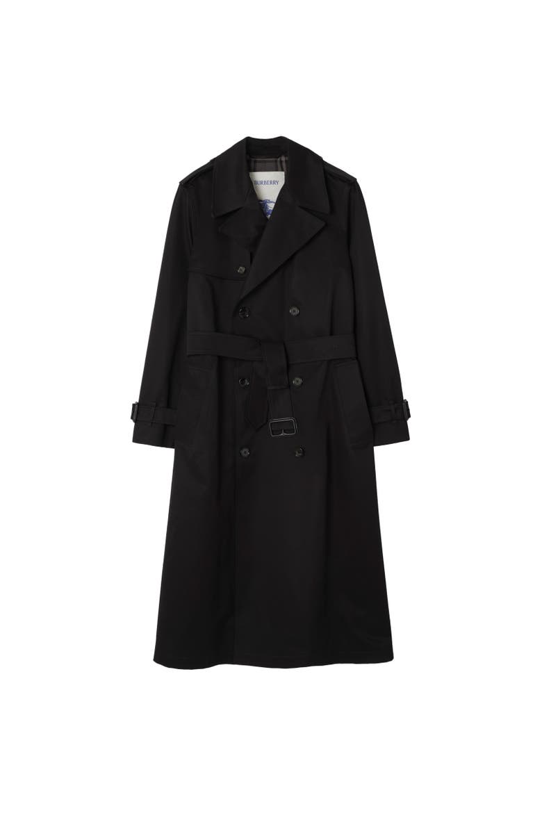 Long Gabardine Hoxton Trench Coat, Alternate, color, Black