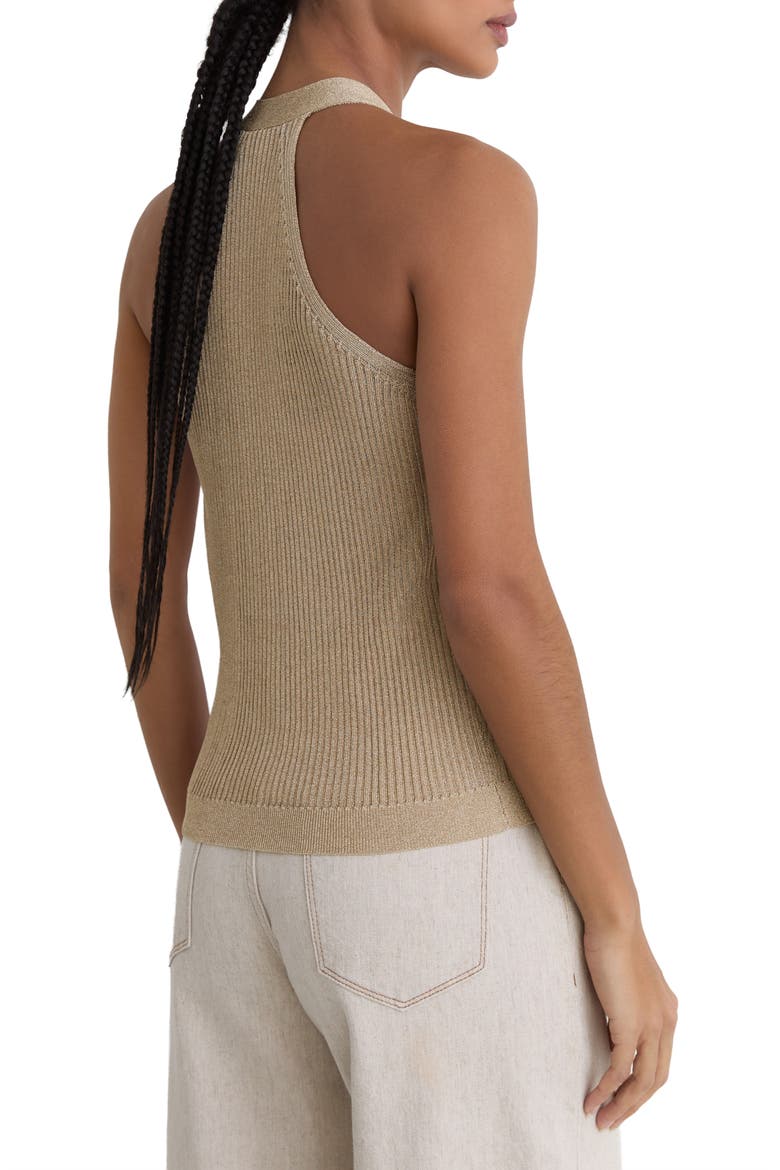 Lilana Metallic Rib Knit Button-Up Tank, Alternate, color, GOLD
