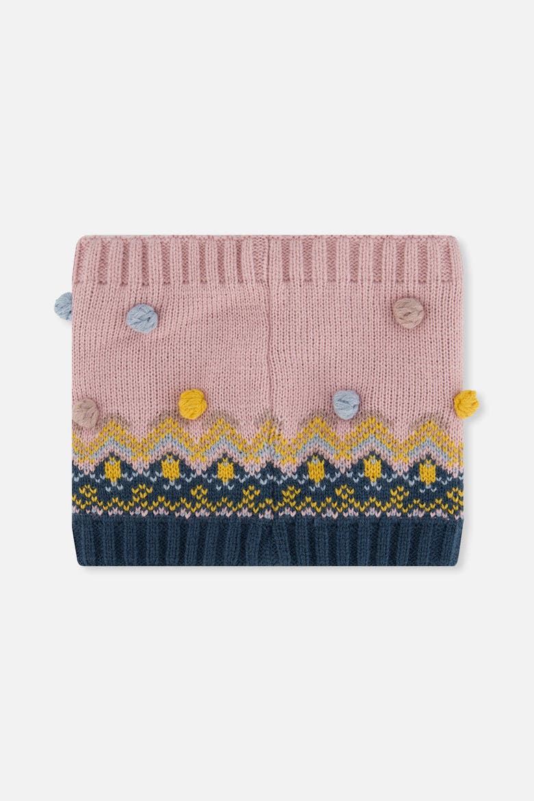 Jacquard Fleece-Lined Tubular Knit Neckwarmer, Alternate, color, Pink and Blue Jacquard