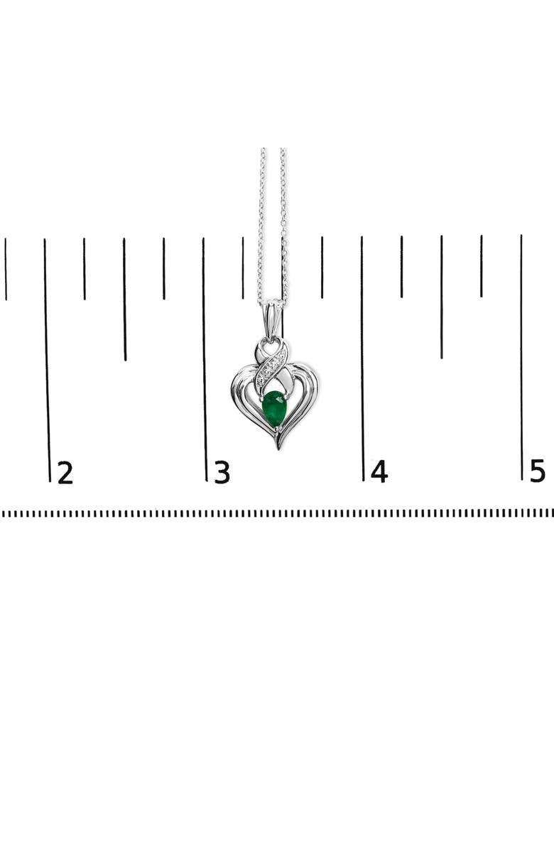 Haus of Brilliance Silver 6x4mm Pear Emerald and Diamond Accent Heart Pendant Necklace, Alternate, color, White