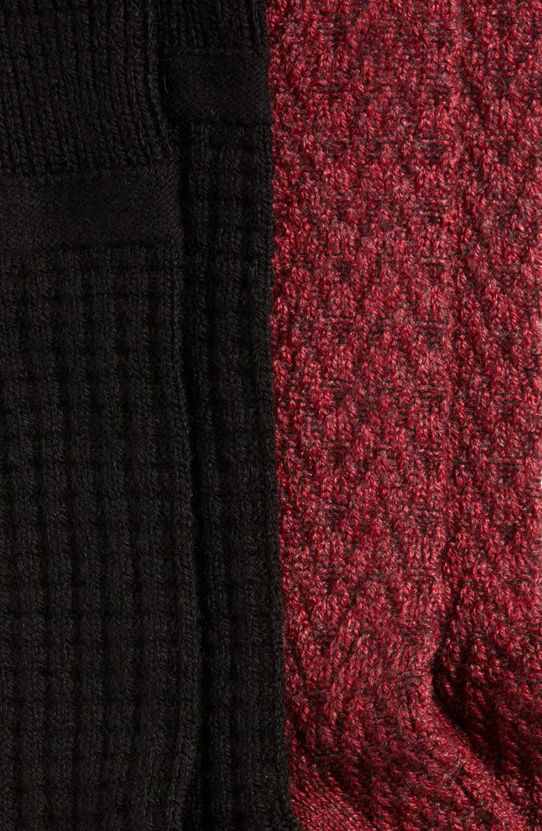 Hue Assorted 2-Pack Textured Crew Socks, Alternate, color, Black Pack