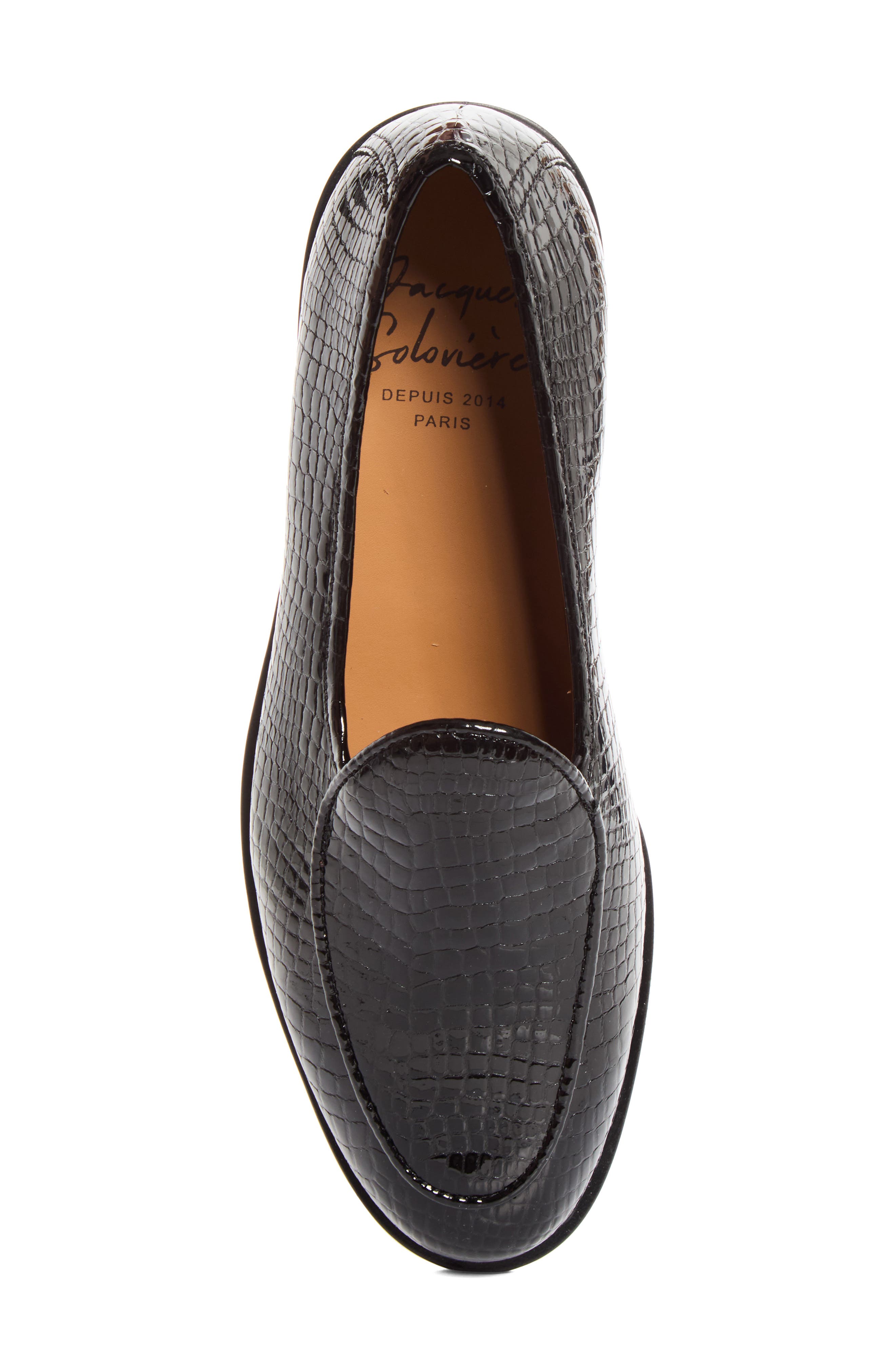 Jacques New Croc Embossed Patent Leather Loafer, Alternate, color, PATENT CROC BLACK