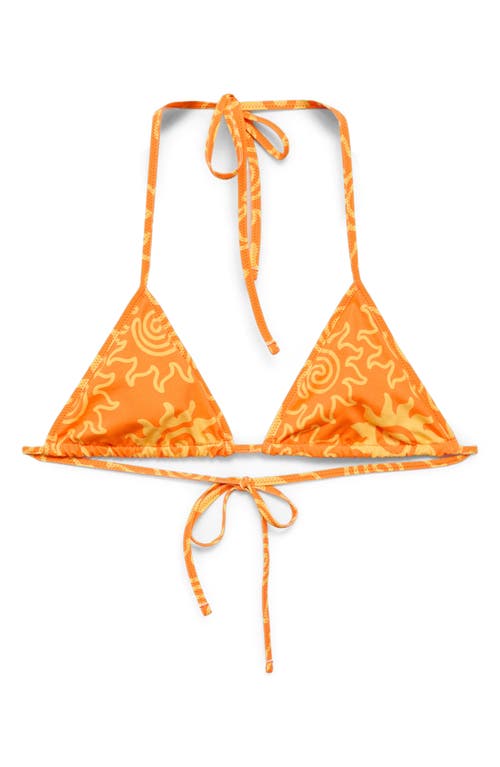 Mango Printed Triangle Bikini Top In Orange