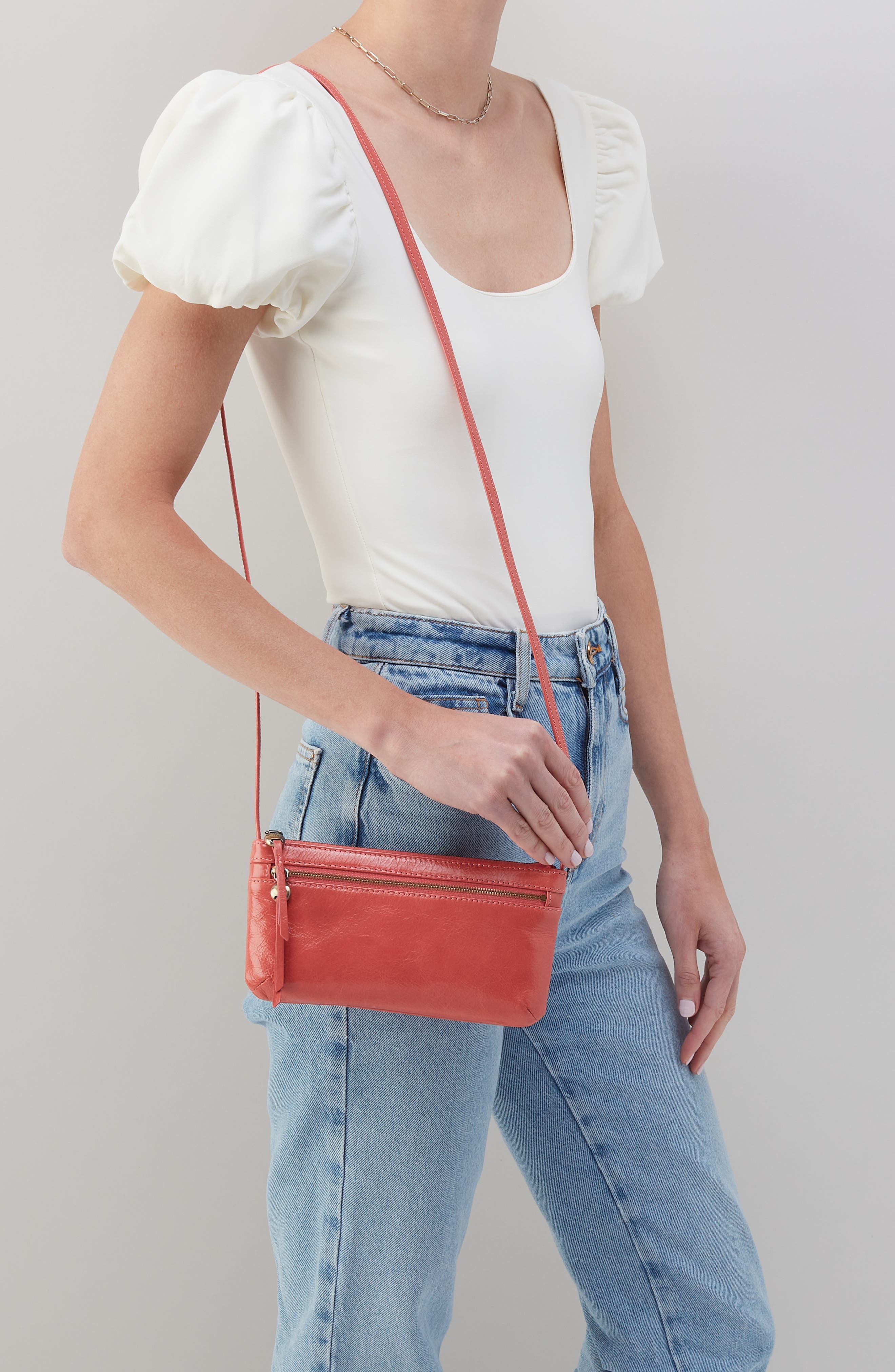 HOBO Cara Leather Crossbody Bag, Alternate, color, Cherry Blossom