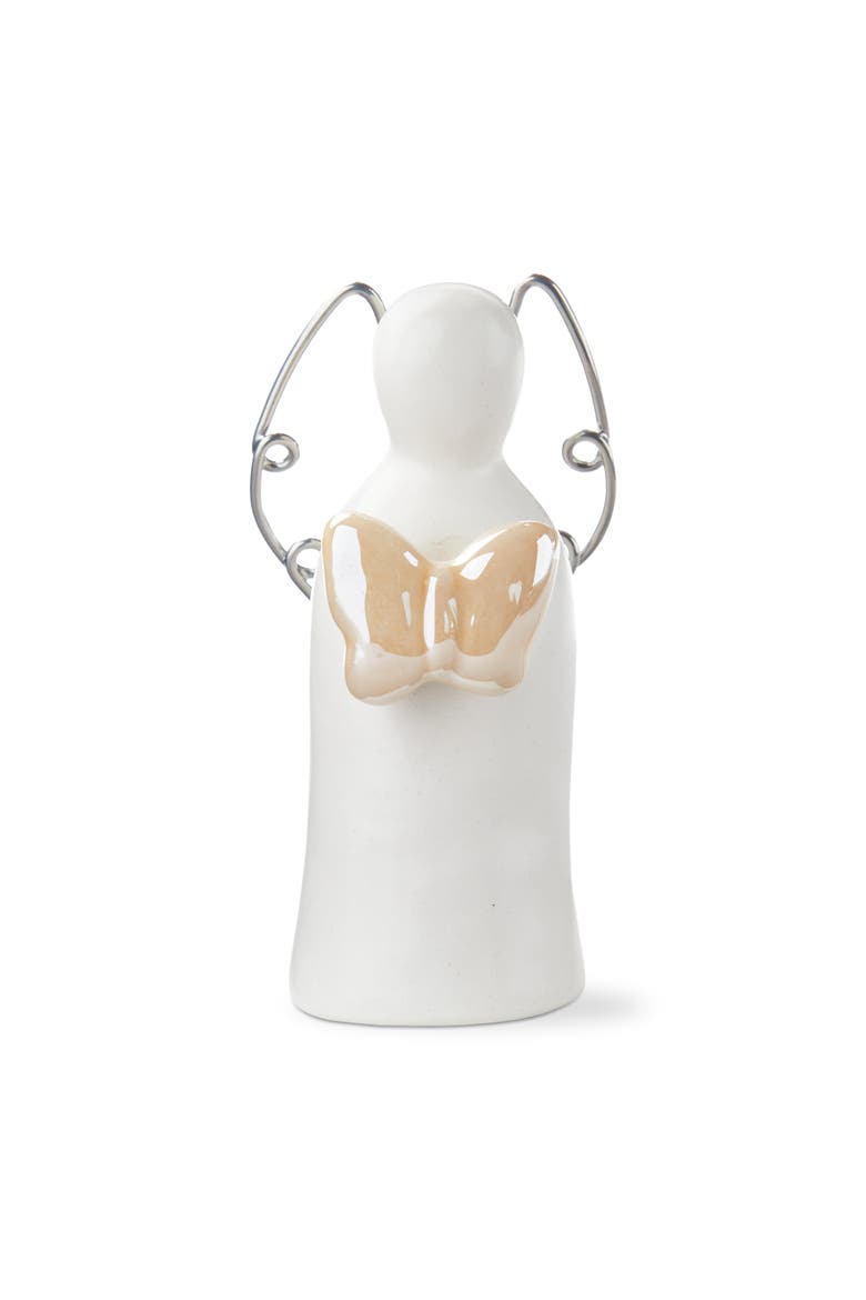 Orange Angel with Butterfly Earthenware Wire Decor, Main, color, White