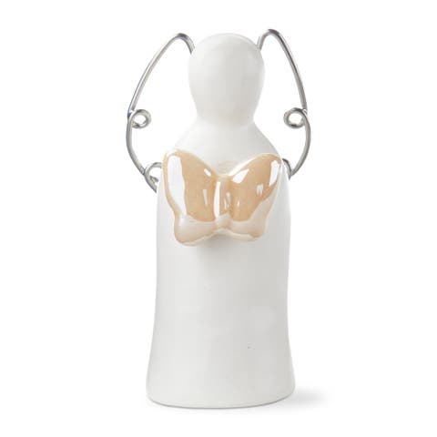 Orange Angel with Butterfly Earthenware Wire Decor