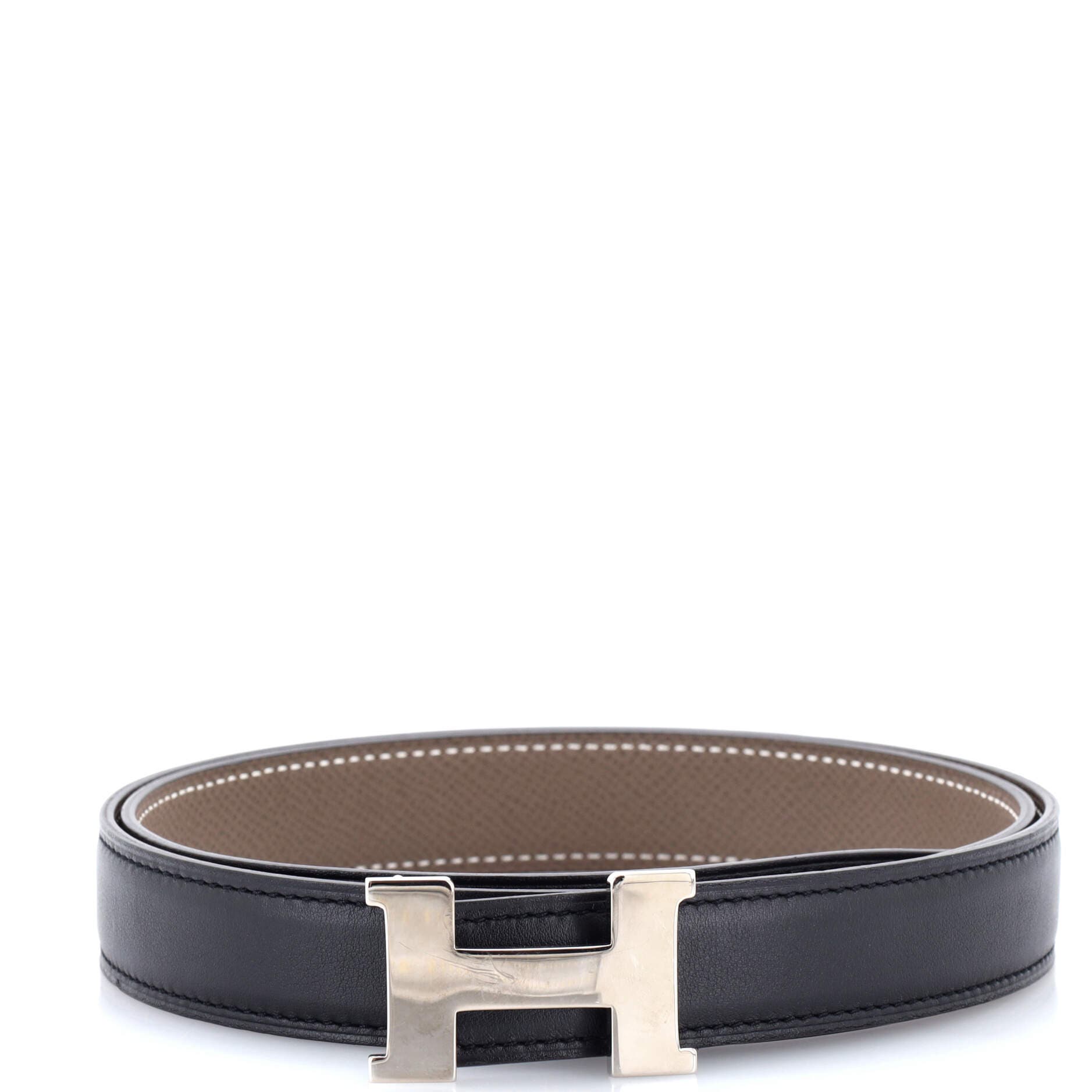 Pre-Owned Hermes Constance Reversible Belt Leather Thin, Main, color, Gray