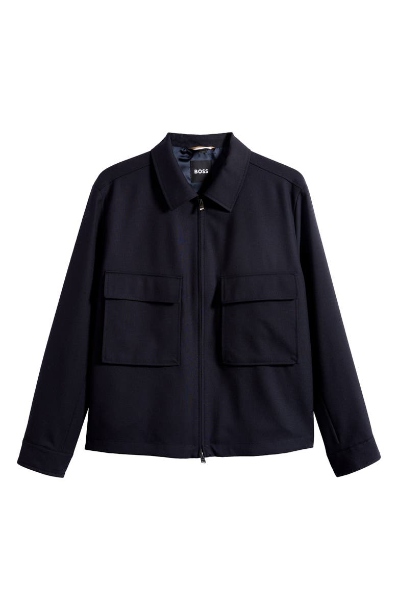 BOSS Carper Virgin Wool Shirt Jacket, Main, color, Dark Blue