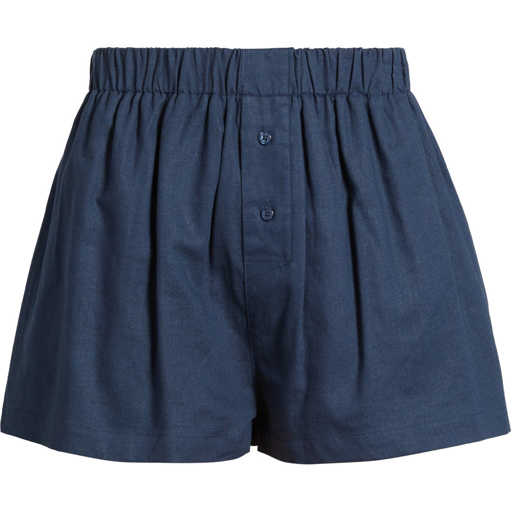 Artless Forever Linen Blend Boxer Shorts In Blue