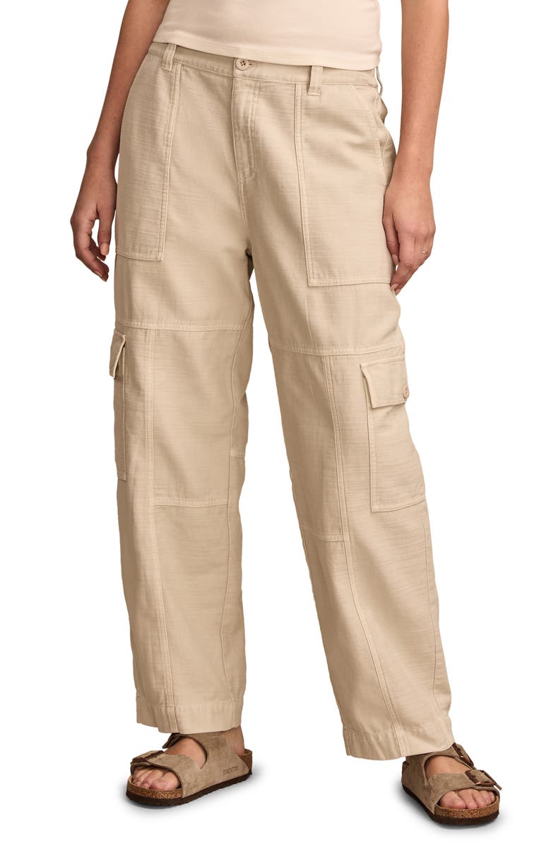 Lucky Brand Straight Leg Slub Cargo Pants, Main, color, Tofu