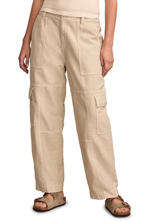 Straight Leg Slub Cargo Pants