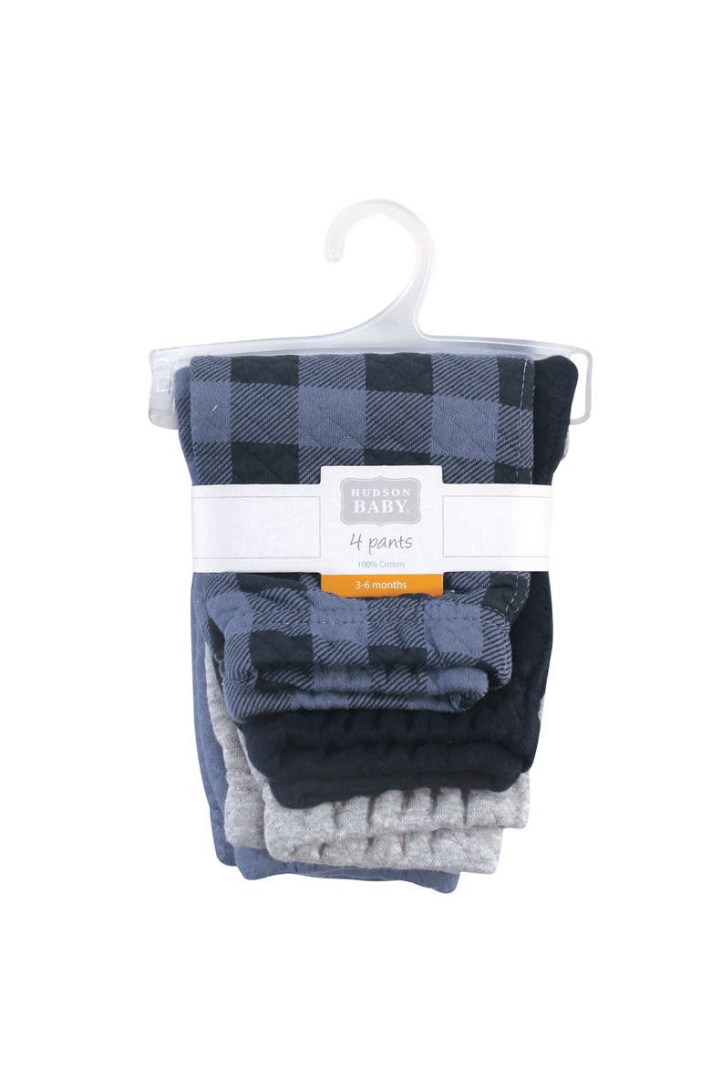 Hudson Baby Quilted Active Jogger Pants 4pk, Alternate, color, Navy Plaid