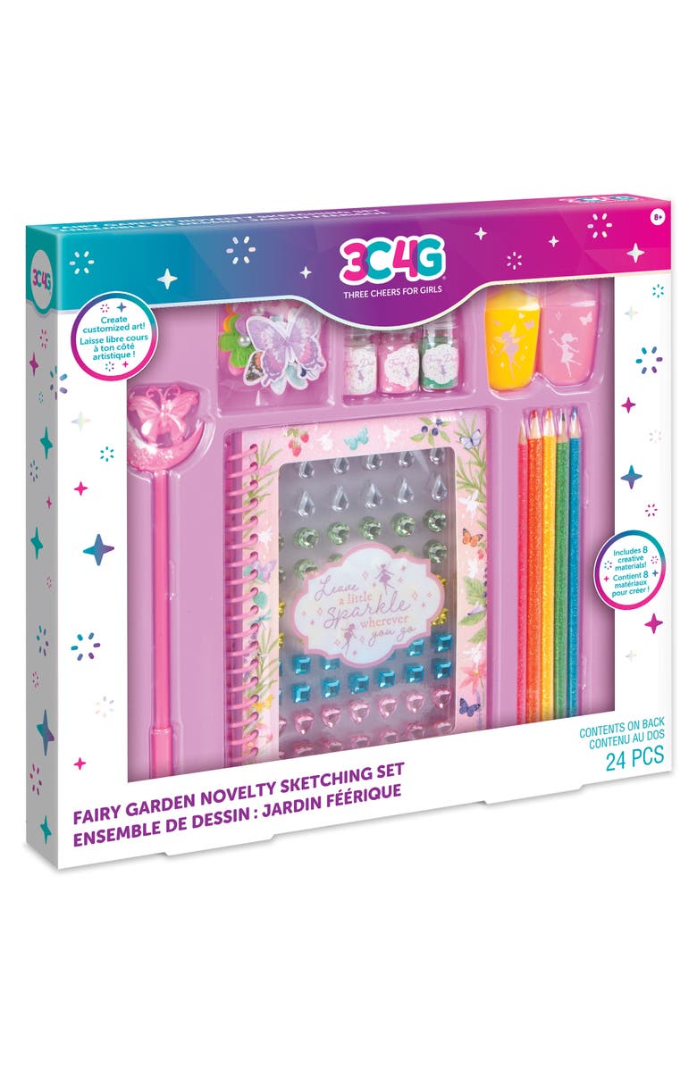 Three Cheers For Girls Make It Real Fairy Garden Novelty Sketching Set, Main, color, Multicolored