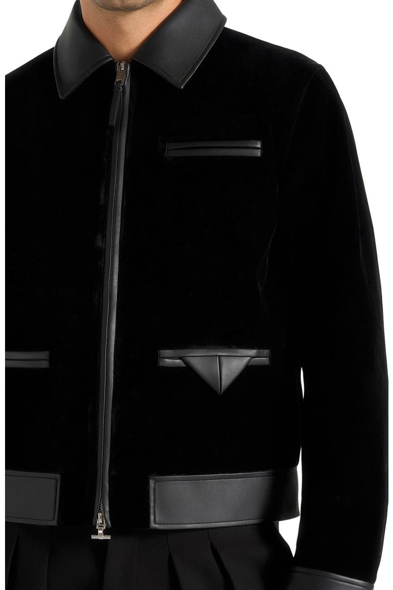 Tony Velvet & Leather Contrast Jacket, Alternate, color, Black