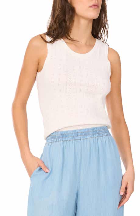 1.STATE Pointelle Stitch Cotton Sweater Tank