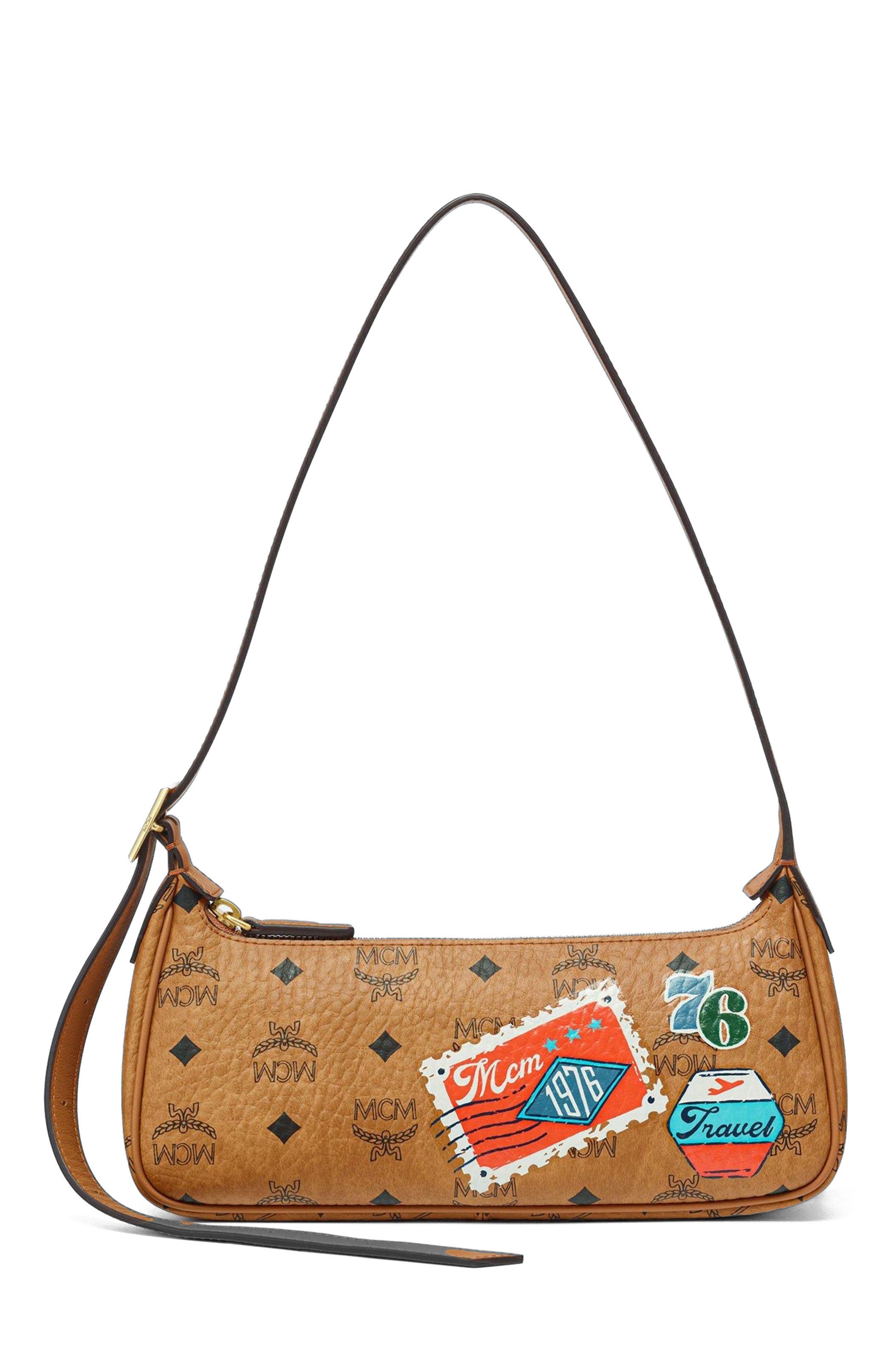 MCM Aren Shoulder Bag in Wanderlust Visetos, Main, color, 