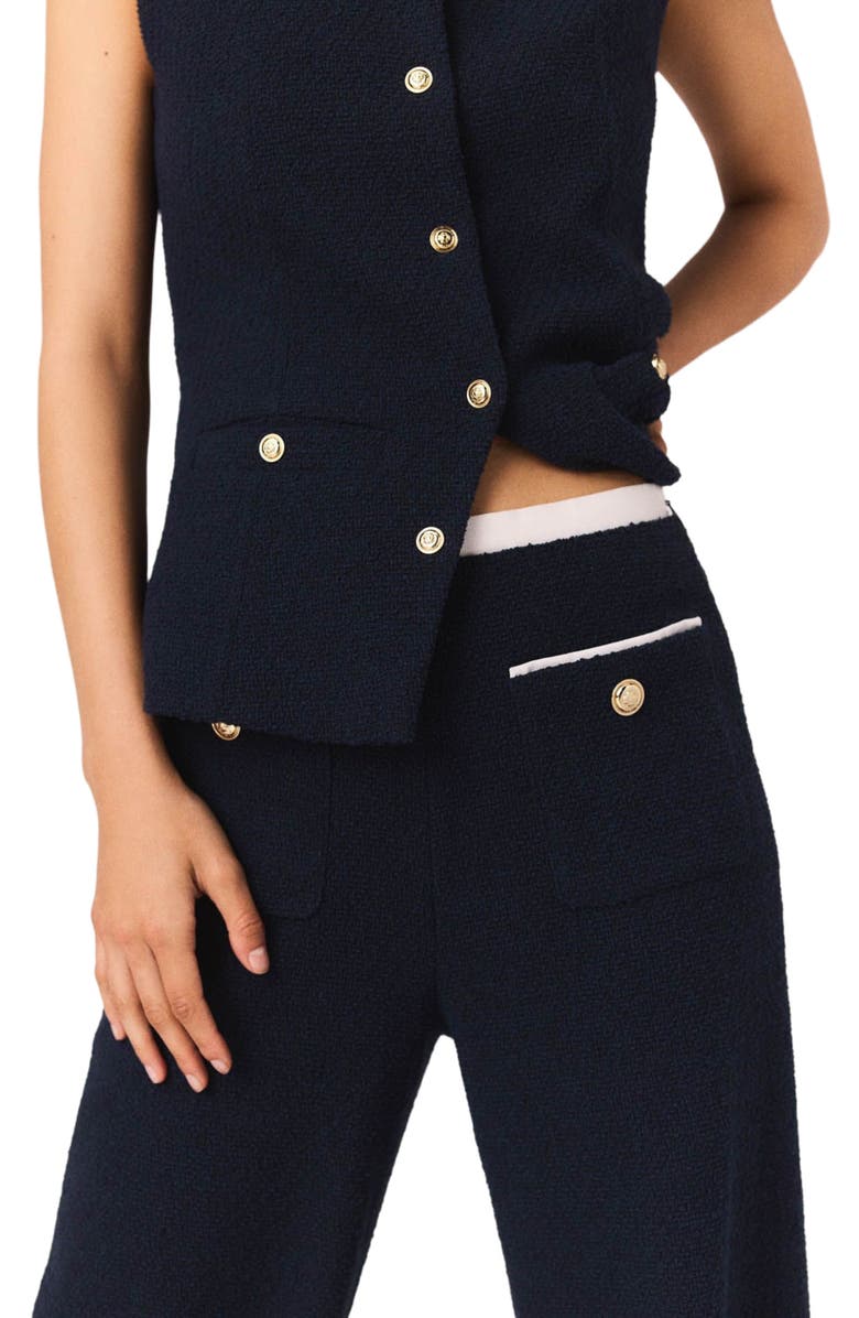 maje Straight-leg tweed trousers, Alternate, color, Navy