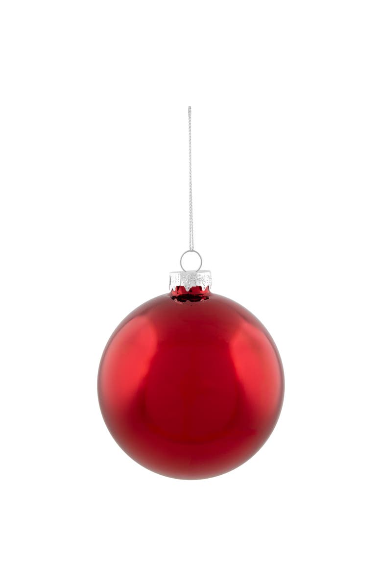 Northlight 2-Finish Christmas Glass Ball Ornaments - 4" (100mm) - Red - 4ct, Alternate, color, 