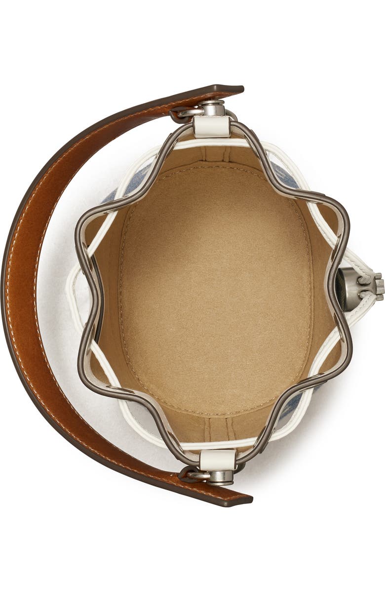 Tory Burch Mini T Monogram Denim Bucket Bag, Alternate, color,