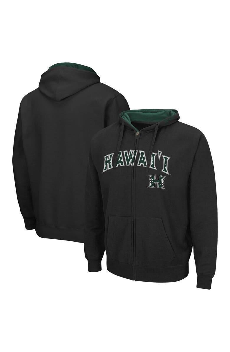 COLOSSEUM Men's Colosseum Black Hawaii Warriors Arch & Logo 3.0 Full-Zip Hoodie, Main, color, Black
