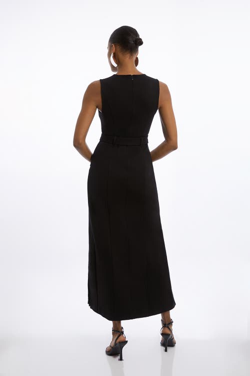 Karen Millen Jersey Pleated Maxi Dress In Black