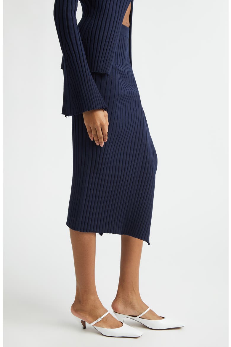 Cotton Ribbed Sweater Skirt, Alternate, color, INK
