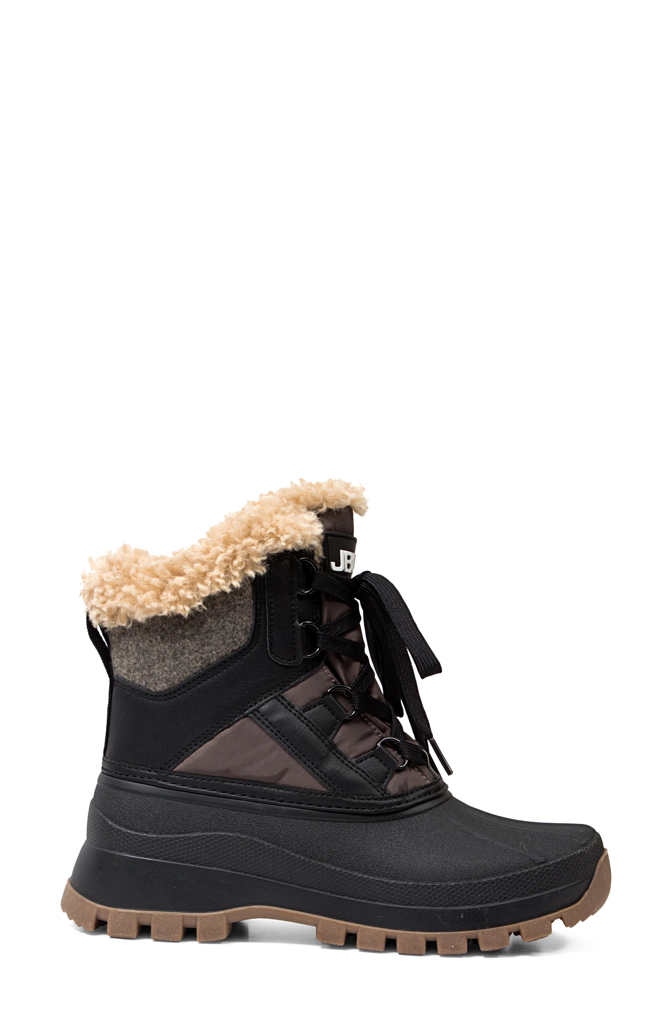 Fury Waterproof Boot with Faux Fur Trim, Alternate, color, BLACK
