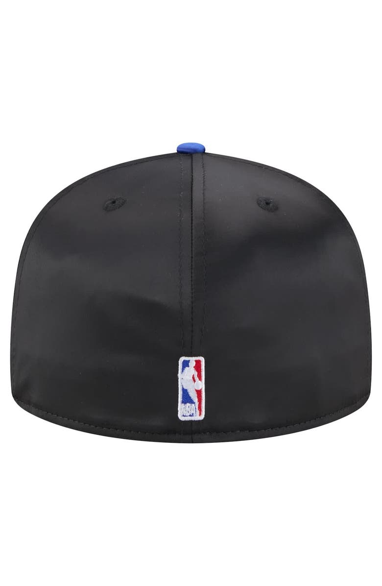 New Era Men's New Era  Black/Blue New York Knicks Throwback Satin Vintage Pin Two-Tone 59FIFTY Fitted Hat, Alternate, color, Black