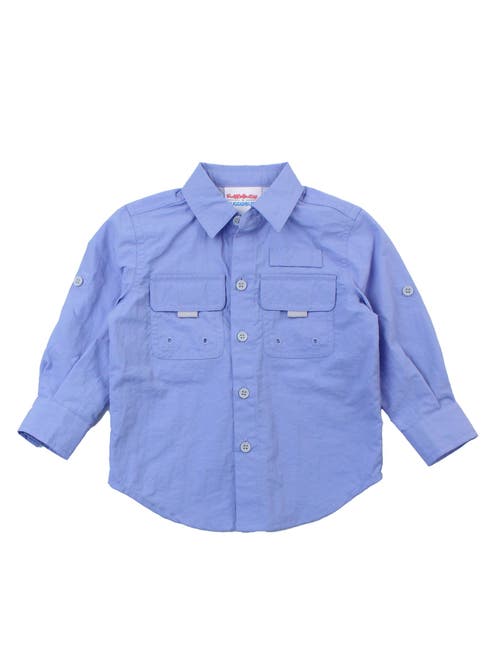 Ruggedbutts Boys Upf50+ Sun Protective Button Down Shirt In Periwinkle Blue