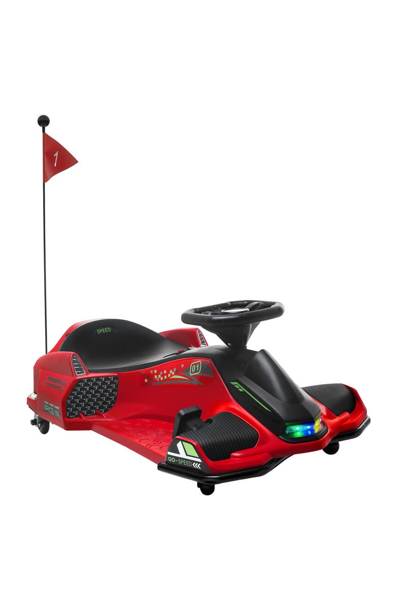 Aosom 12V Kids Electric Go Kart with Slow Start, Music, Lights, Main, color, Red