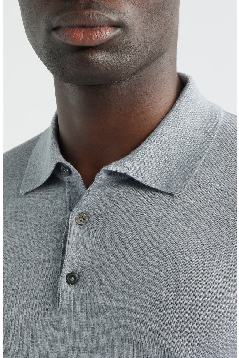 Long Sleeve Wool & Silk Polo Sweater, Alternate, color, LIGHT GREY