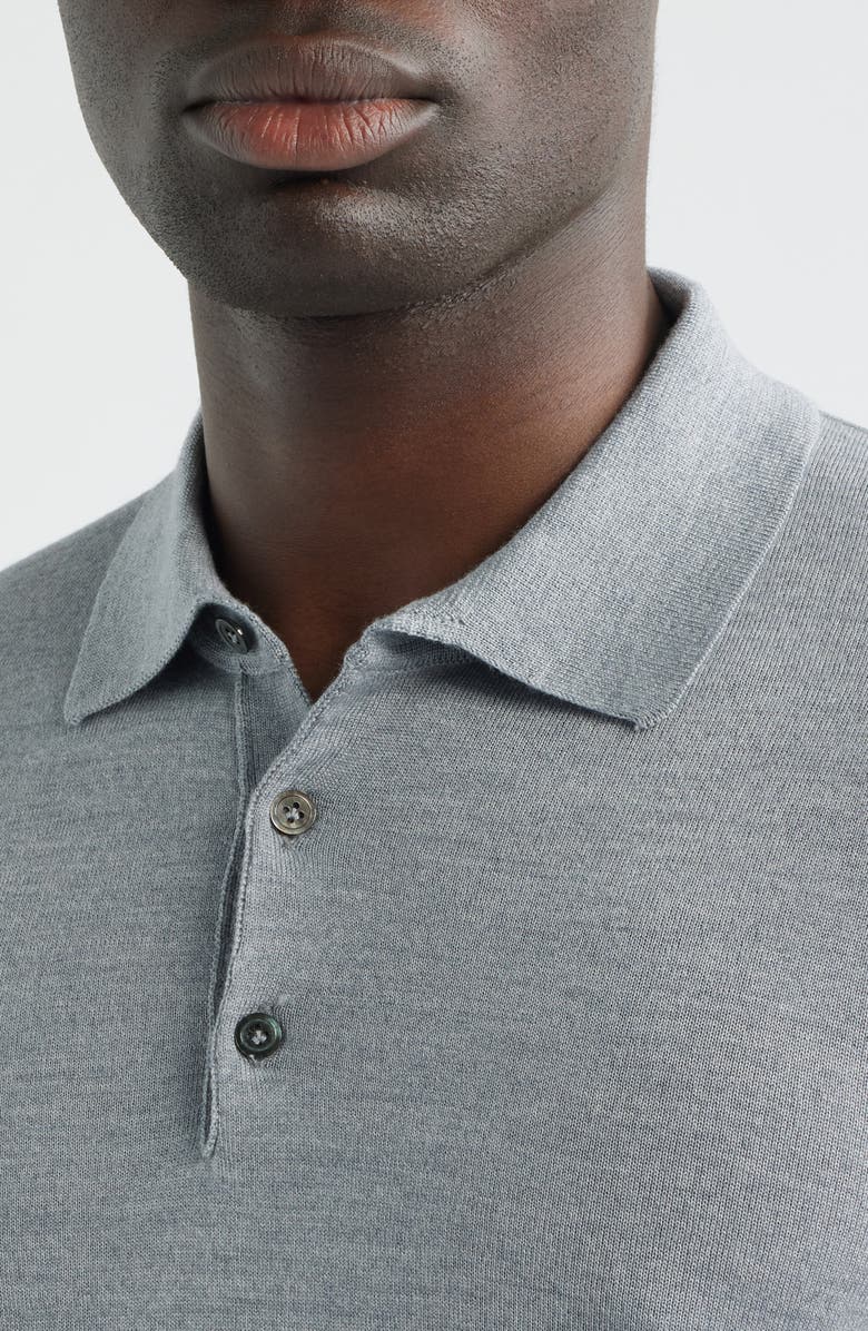 Jack Victor Long Sleeve Wool & Silk Polo Sweater, Alternate, color, Light Grey