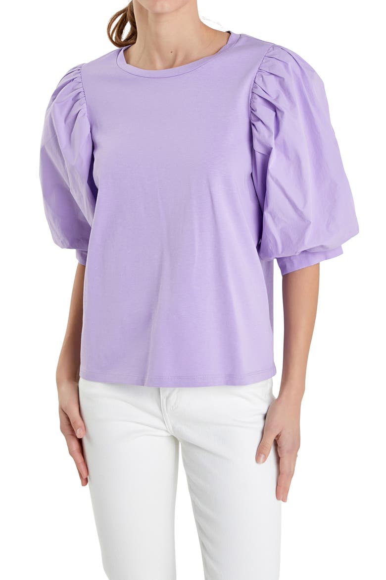 Mix Media Cotton Top, Alternate, color, LAVENDER