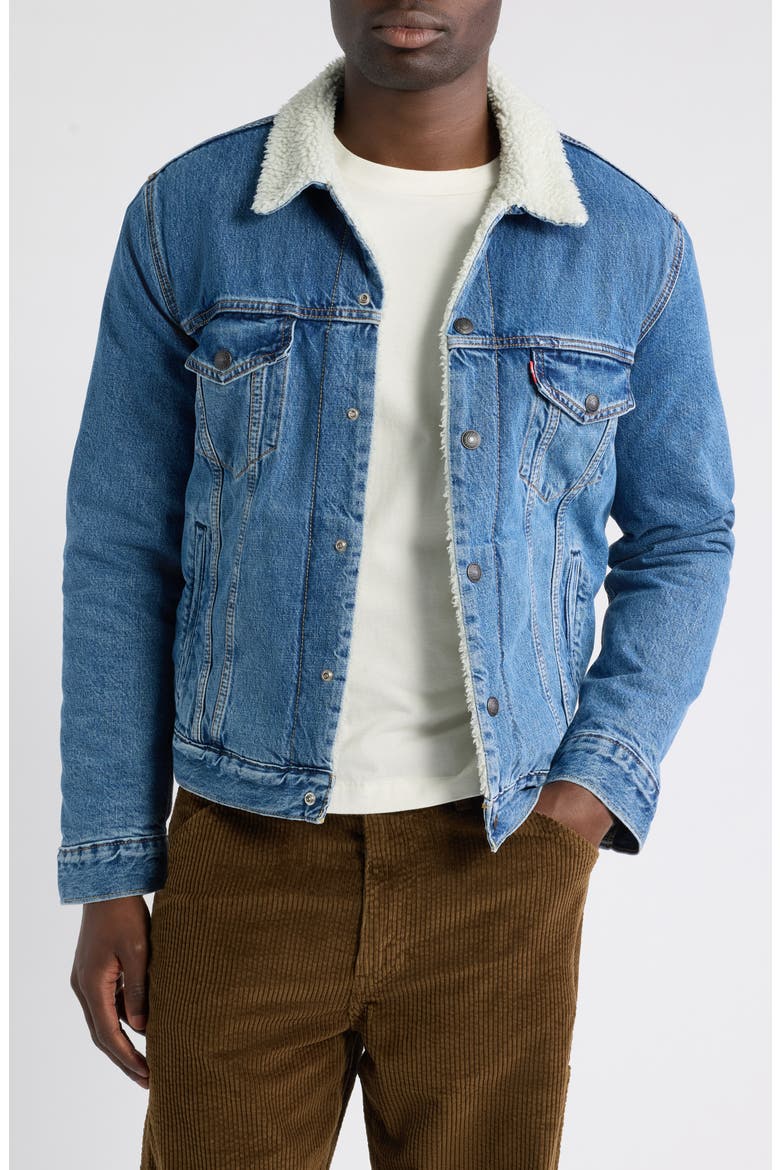 Type 3 Denim Trucker Jacket, Main, color, WASHED AWAY SHERPA