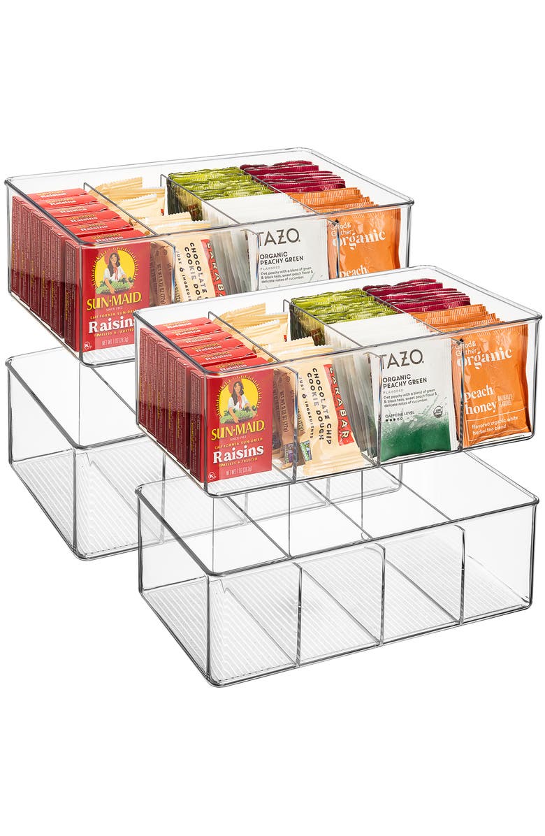 SORBUS 4-Pack Clear Divider Storage Bins, Alternate, color,