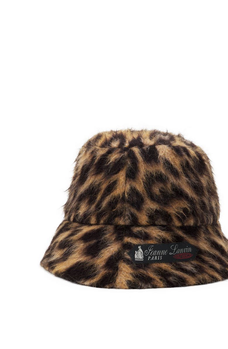 Lanvin Leopard Print Reversible Bucket Hat, Alternate, color, Leopard