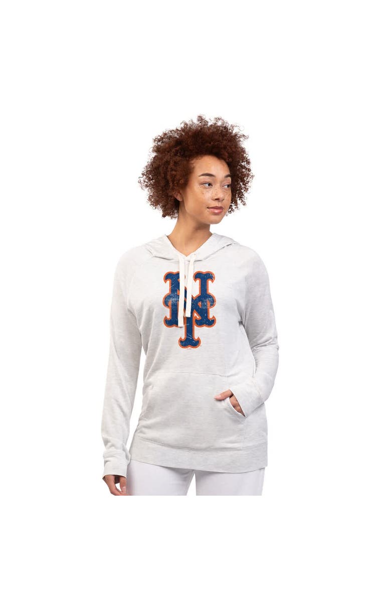 G-III 4HER BY CARL BANKS Women's G-III 4Her by Carl Banks Oatmeal New York Mets Pregame Pullover Hoodie, Main, color, Oatmeal