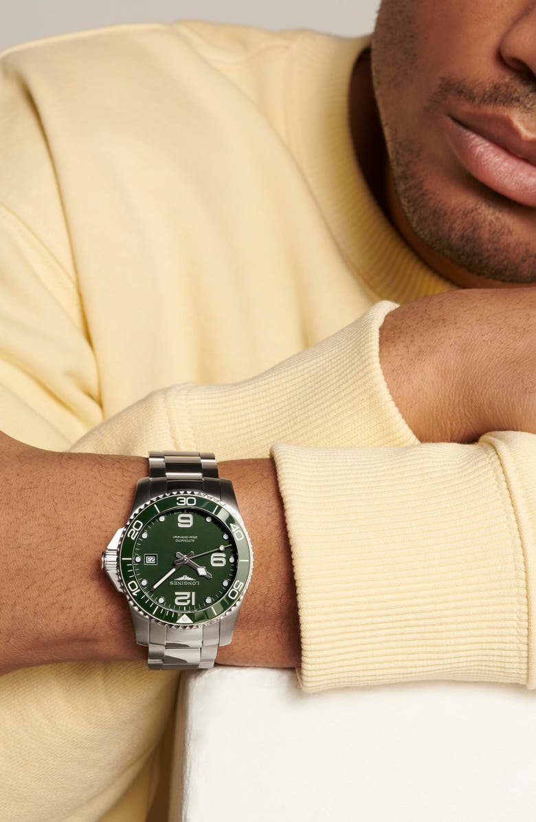 Longines HydroConquest Automatic Bracelet Watch, 41mm, Alternate, color, Green